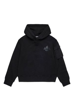 black cotton hoodie DSQUARED KIDS | DQ2735D0AC6DQ900
